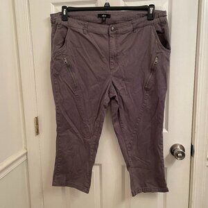 Ellos Olive High Rise Cotton Blend Capri Pants size 22